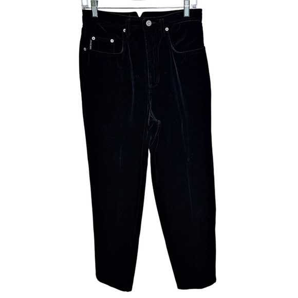 Karen Kane Lifestyle Women 8 Black Velvet Made in U.S.A. Straight Leg Pants - Picture 1 of 5